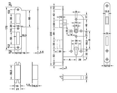 Thân khóa Hafele 911.02.153 Inox 304 màu inox mờ 4 Thân khóa Hafele 911.02.153 Inox 304 màu inox mờ